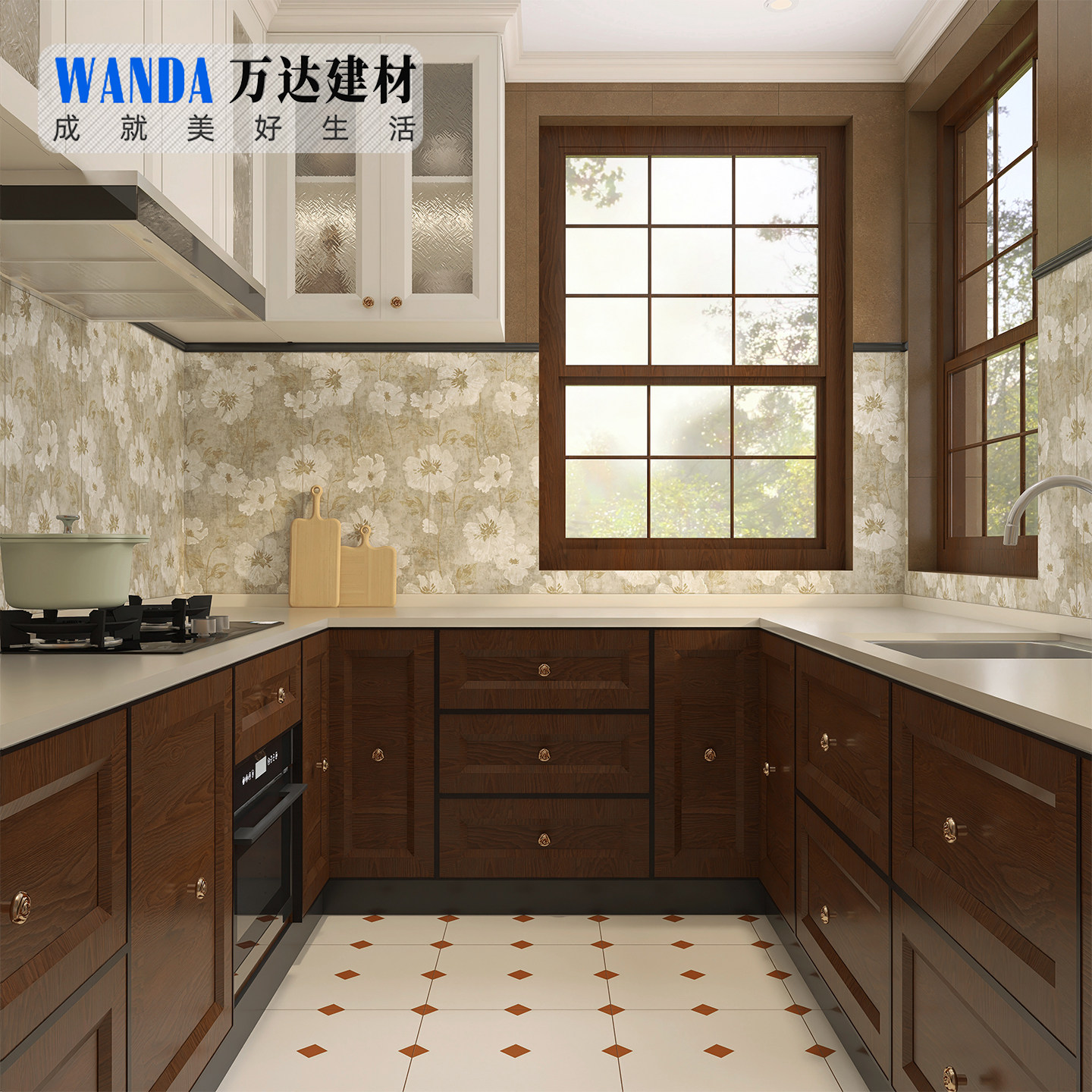 400x800复古莫奈睡莲花砖卢浮宫浮雕花砖厨房卫生间瓷砖浴室墙砖