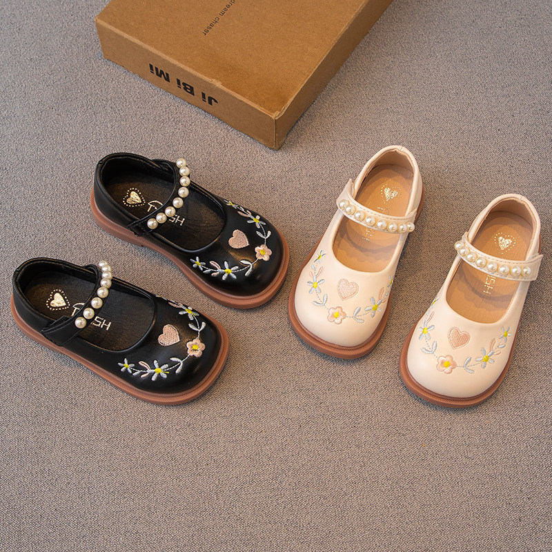 儿童皮鞋黑色豆豆鞋2024春秋新款女童公主鞋小女孩洋气宝宝鞋单鞋,童鞋/婴儿鞋/亲子鞋,皮鞋,淘宝优惠券,粉丝福利购,淘宝优惠卷