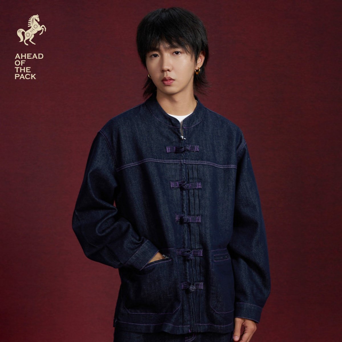 Gastation马年牛仔唐装 国风盘扣新年原牛新中式外套圆领挺阔舒适,男装,牛仔外套,淘宝优惠券,粉丝福利购,淘宝优惠卷