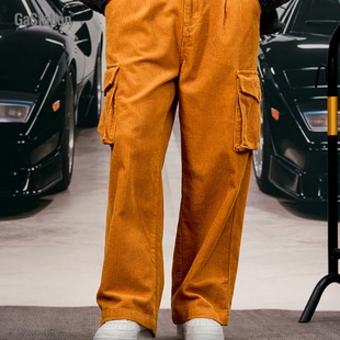 Gastation灯芯绒工装长裤 复古耐磨冬季厚板中条灯芯绒美式宽松