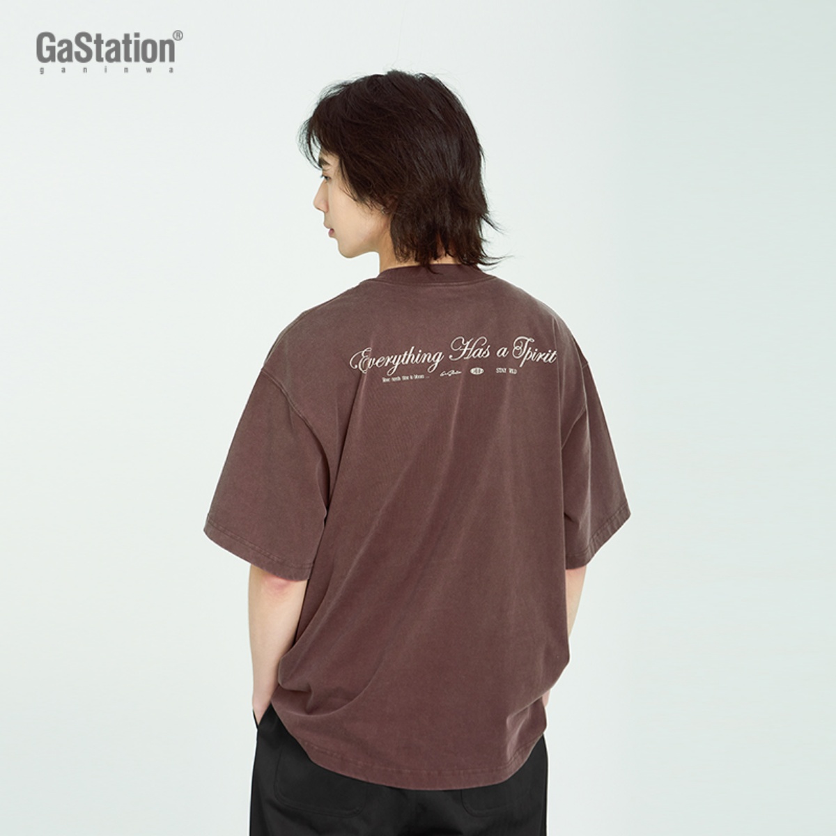 Gastation炒雪花重磅英文印花T恤