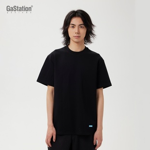Gastation空气层logo蓝色小烫标T恤 动感棉夏季轻盈速干透气短袖