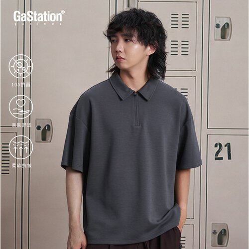 Gastation玫瑰刺绣Polo 空气层透气挺阔翻领刺绣日常休闲