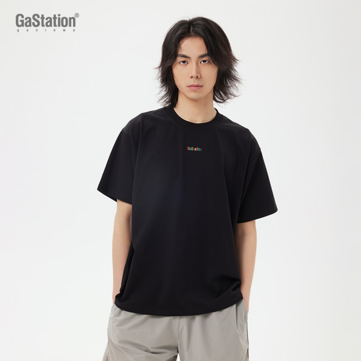 Gastation糖果色logo绣花T恤