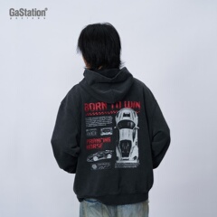 Gastation闪电-连帽卫衣 洗褪做旧胶浆印花斑驳感宽松秋冬保暖