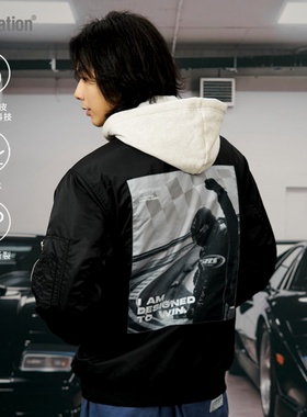 Gastation夹棉MA1夹克 赛车数码印贴布防风防泼水加厚保暖冬季