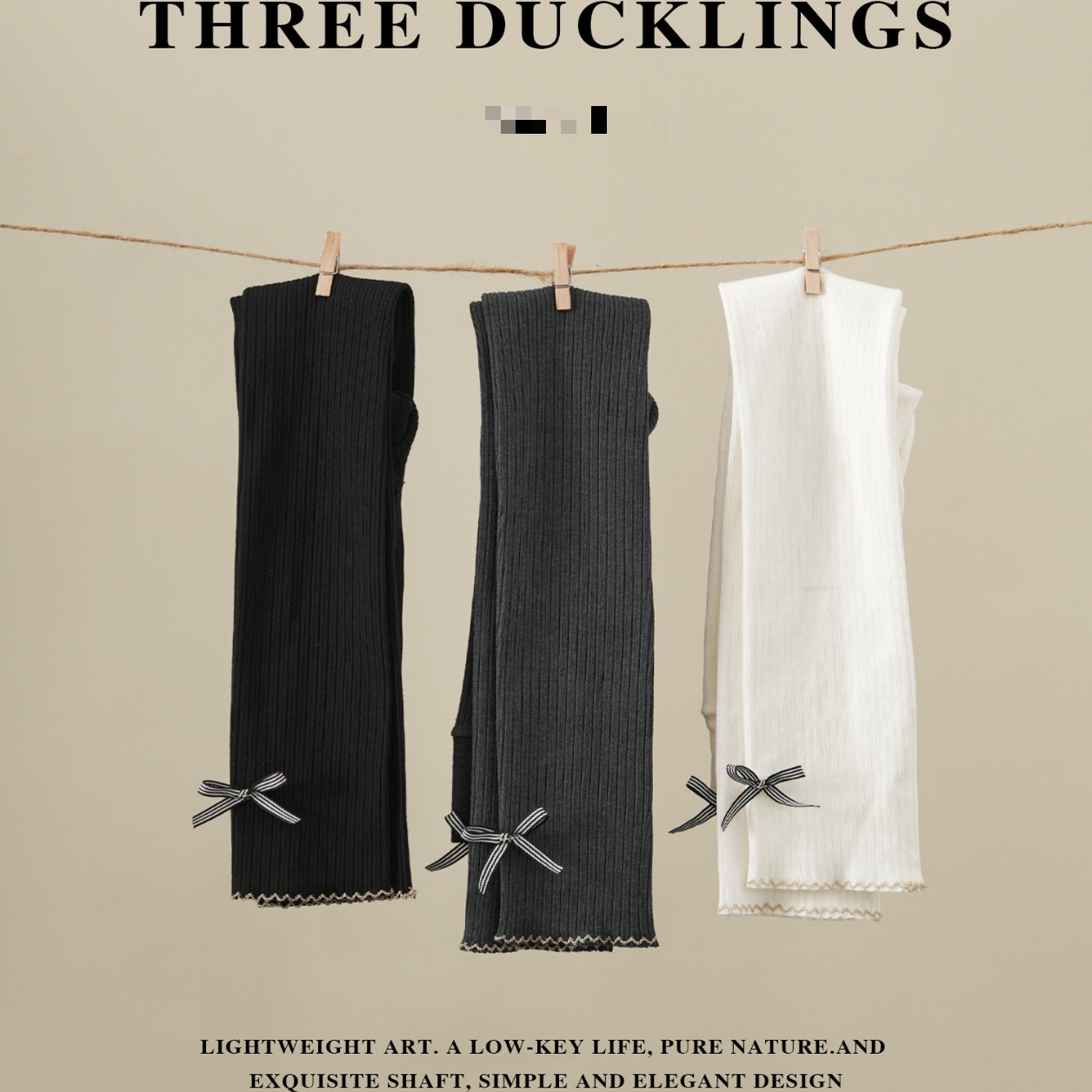 儿童打底裤女童薄款宽条九分蝴蝶结打底裤