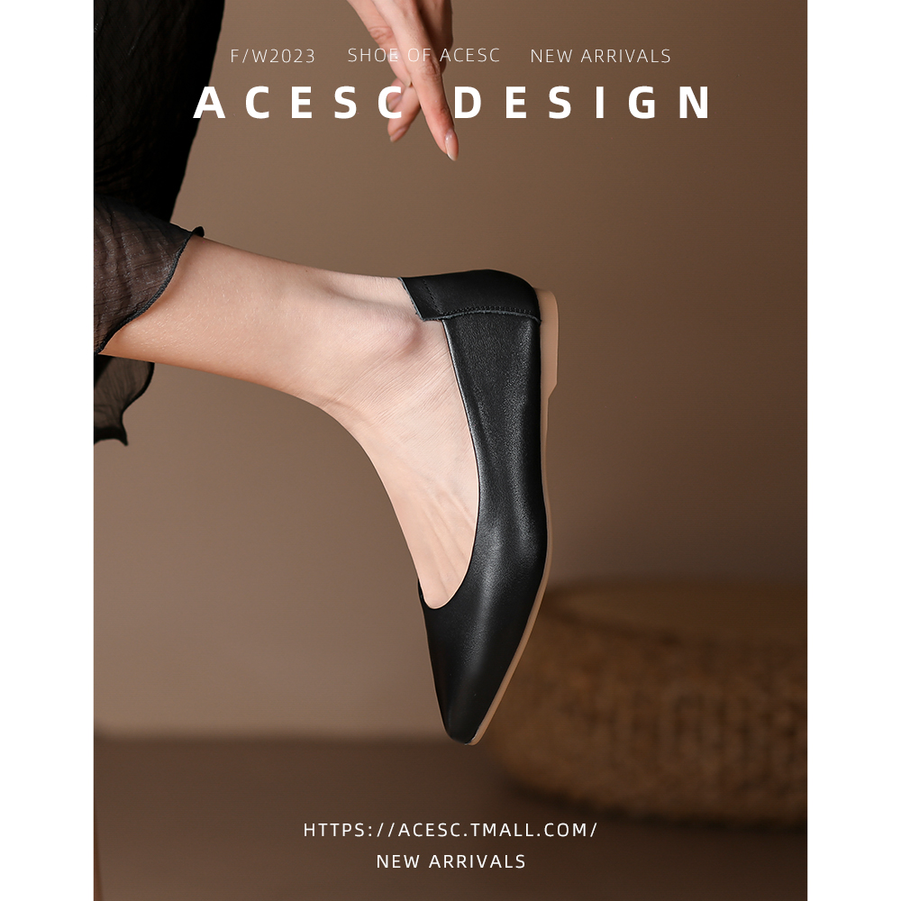 Acesc/艾斯臣单鞋法式浅口奶奶鞋