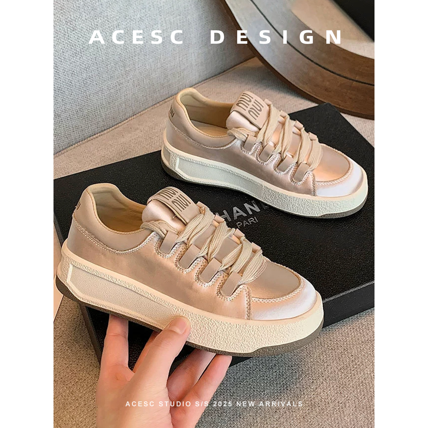 小白鞋女士2025新款拼色ins风休闲真皮百搭增高女鞋厚底银色板鞋