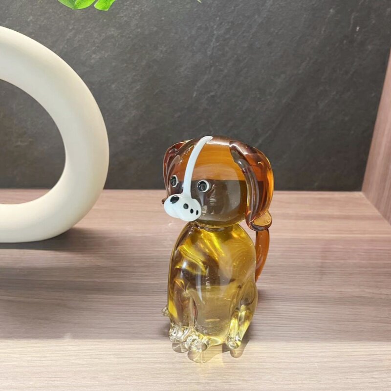 淄博玻璃琉璃小狗生肖桌面摆件工艺品新房家居装饰样板间生日礼物