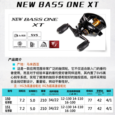 SHIMANO禧玛诺路亚轮BASS ONE XT水滴轮渔线轮淡水海水通用钓鱼轮