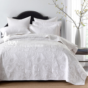 外贸尾单清仓纯棉床盖单件双面绣花空调被夹棉全棉床单榻榻米垫