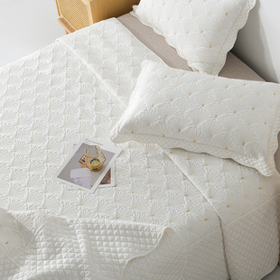 大床床盖夹棉床单单件空调被 北欧风双面绣花绗缝被三件套韩式 四季