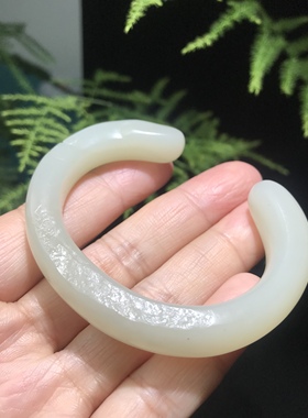 儒贤玉道新疆和田玉山流水白玉小内径51卡C镯合适小手姐妹佩戴