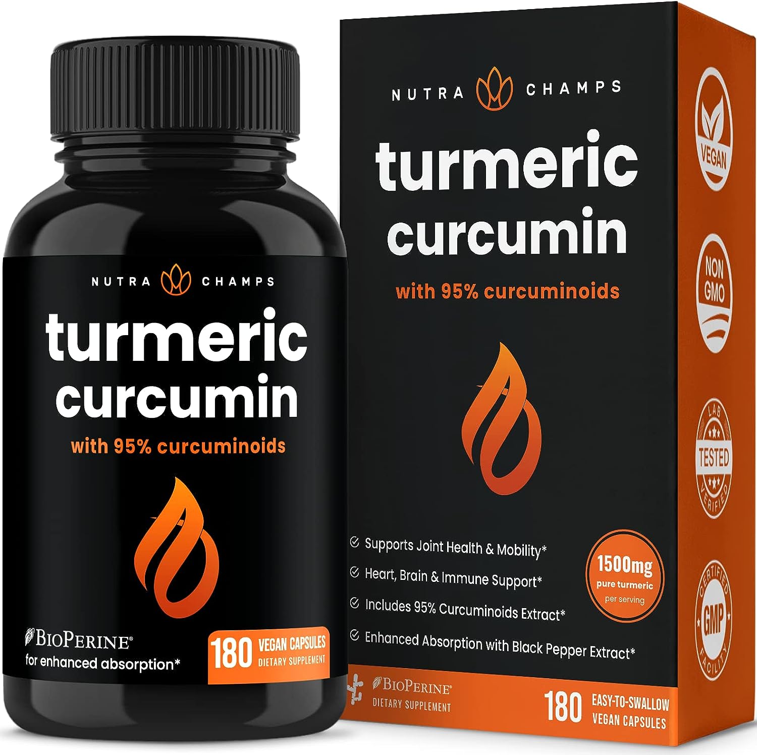 美国代购Turmeric Curcumin with BioPerine 1500mg - 180 Capsul