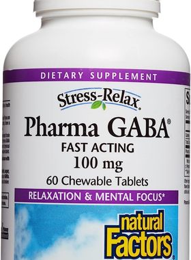 美国代购Stress-Relax Chewable Pharma GABA 100 mg by Natural