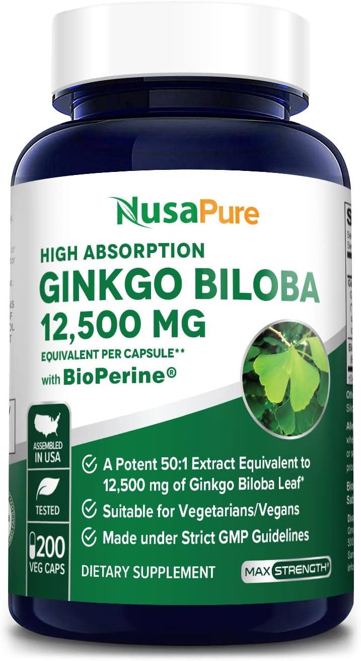 美国代购NusaPure Ginkgo Biloba Extract 12,500mg Per Veggie C
