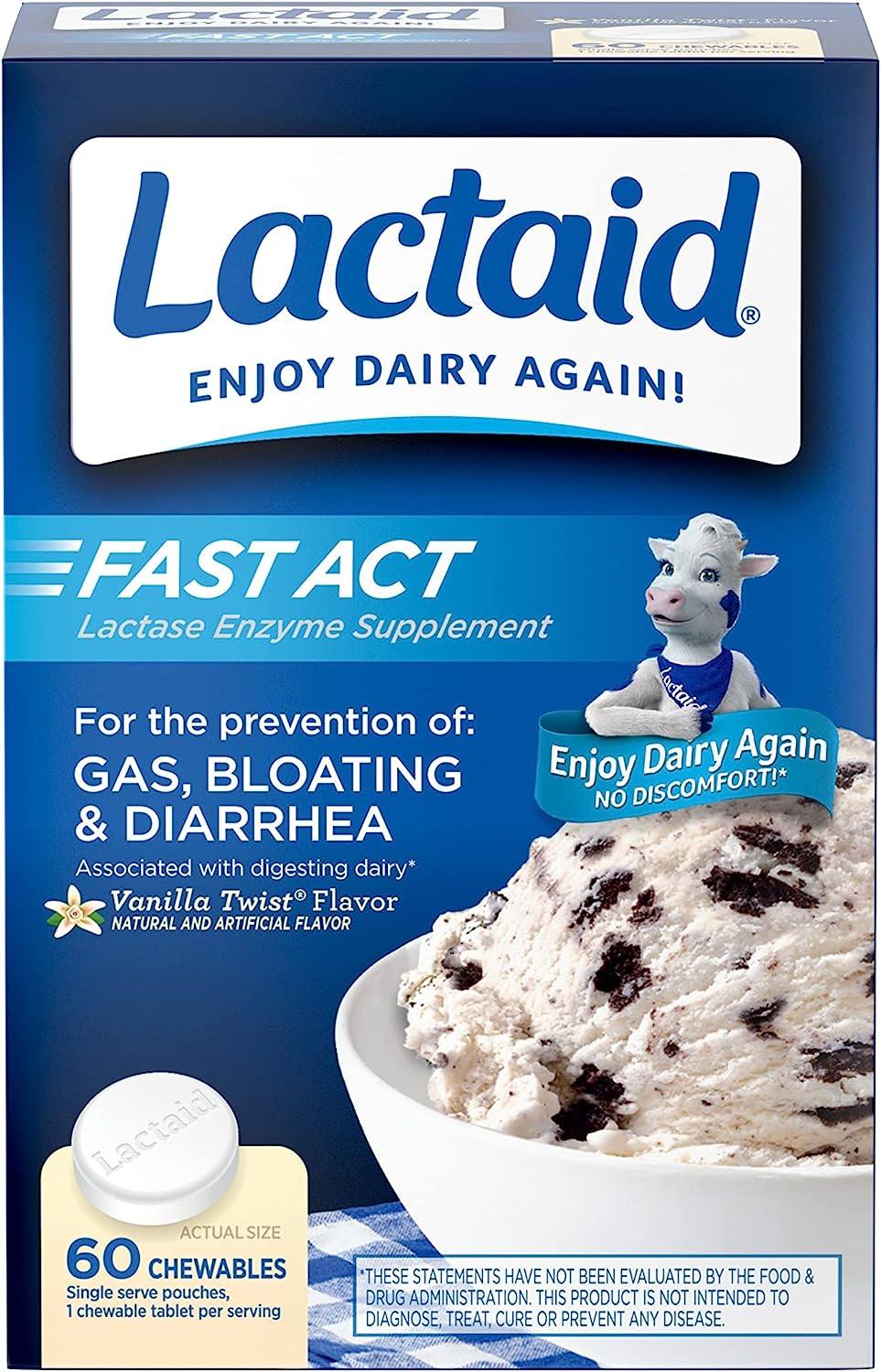 美国代购Lactaid Fast Act Lactose Intolerance Chewables with