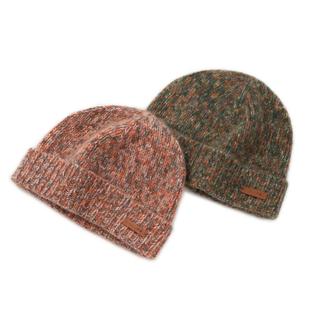 新品意单定制针织花纱秋冬季厚款100%纯山羊绒帽子护耳骑行毛线帽