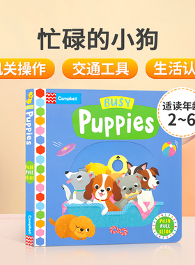 英文原版Busy  Books系列Puppies忙碌的小狗宝宝启蒙认知手指机关推拉书绘本Fire Station/zoo/supermarket公园Park机场pets