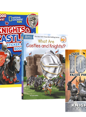 英文原版中世纪历史3本Over 100 Facts for KidsKnights/NGK Knights And Castles Sticker Activity Book: Over 1,000 Stickers!