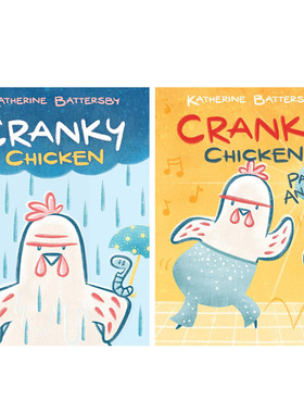 英文原版 Party Animals: A Cranky Chicken Book 古怪鸡 系列2本 8-12岁青少年儿童动物故事幽默搞笑漫画绘本桥梁书