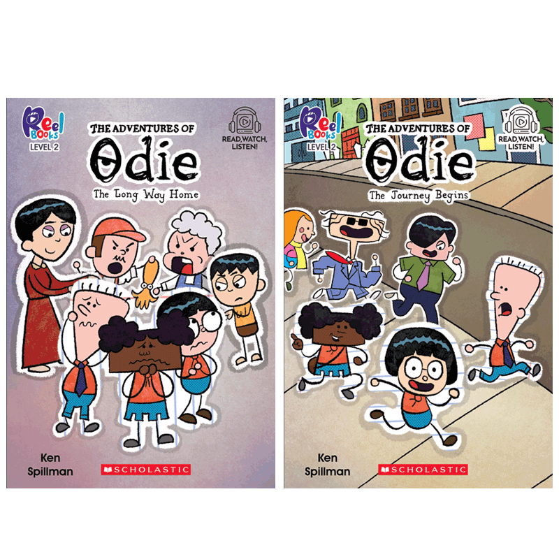 学乐系列2册 The Adventures Of Odie #1: The Journey Begins/ #2: The Long Way Home平装10-14岁儿童启蒙分级阅读桥梁/章节书