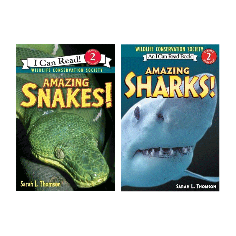 I Can Read Level 2 国际野生生物保护学会推荐自然科学2本套装Amazing Sharks! / Amazing Snakes! 儿童英文原版启蒙认知绘本正版