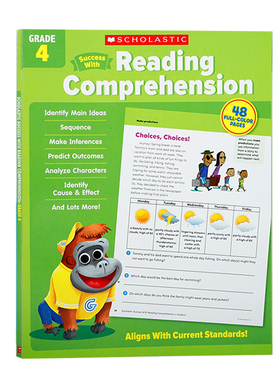 英文原版Scholastic Success with Reading Comprehension (Grade 4) 学乐成功美国小学四年级语法练习册附答案课外作业家庭