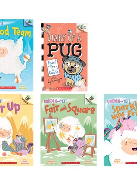 英文原版绘本Unicorn And Yeti#1#2#4#5 /Diary Of A Pug #3 Paws For A Cause: A Branches Book趣味阅读启蒙桥梁书 系列5本