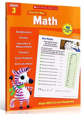进口英文原版绘本学乐能赢Scholastic Success with Math,Grade 3儿童英语数学学习成绩提分必备练习册让孩子爱上学习趣味成长