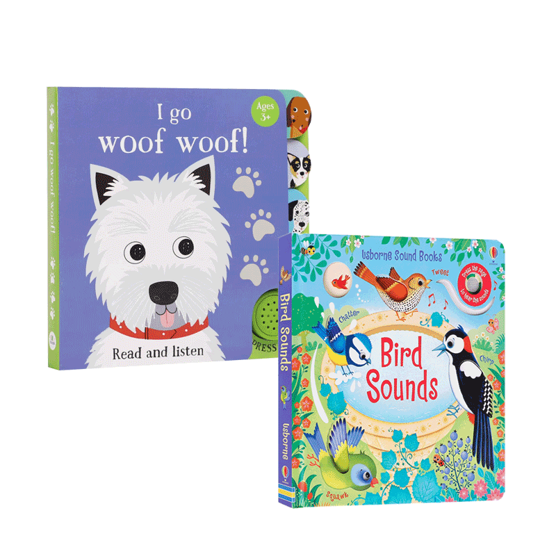 英文原版绘本I Go...Woof Woof (Sound Book) /Usborne Sound Books: Bird Sounds动物声音认知发声书 系列2本尤斯伯恩
