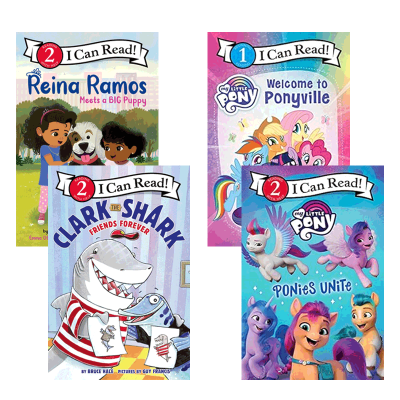 英文原版My Little Pony小马宝莉I Can Read Level 1-2 系列4本我可以阅读HarperCollins出版6-9岁儿童英语早教启蒙分级阅读读物