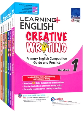 英文原版新加坡SAP  Learning Creative Writing Workbook写作1-6年级学习系列英语写作练习册1-6年级 小学教辅教材 平装