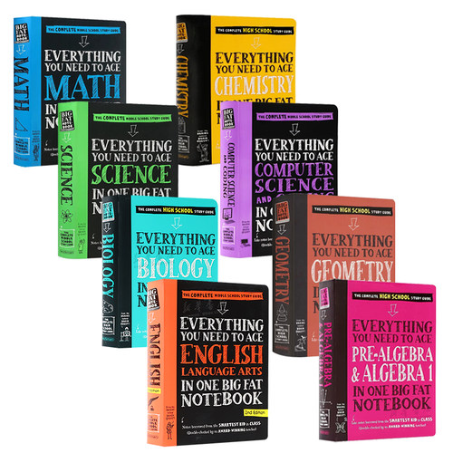 英文原版美国中学生优等生学霸笔记Everything You Need to Ace Science数学科学代数几何化学历史生物英语14岁+课堂课外作业练习