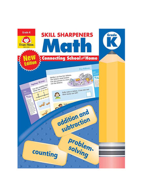 英文原版 Skill Sharpeners Math, Grade K (2021技能铅笔刀 revised edition) 数学练习册 幼儿园小中班学科教辅巩固知识