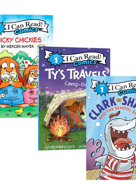 英文原版绘本Clark The Shark And The School Sing/Camp-Out 2023/5/9/Tricky Chickies 小怪物露营冒险故事分级读物 系列3本