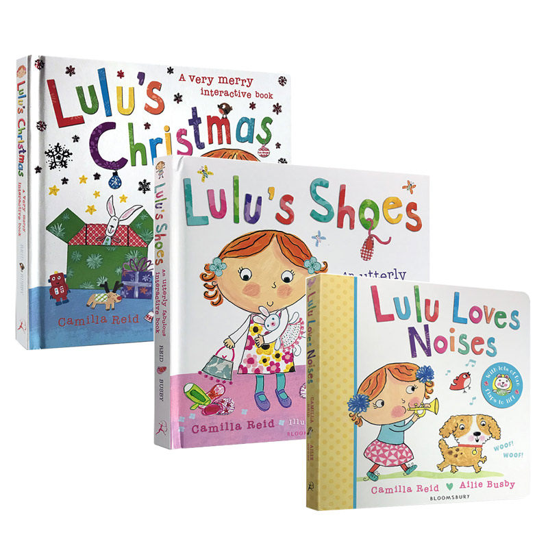 我爱露露系列纸板翻翻3册Lulu Loves noises/loo/shoes英文原版绘本幼儿英语启蒙认知故事书认识趣味图画书2-6岁