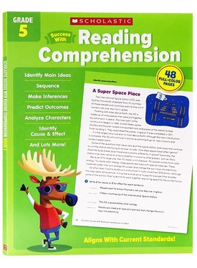 英文原版 Scholastic Success with Reading Comprehension (Grade 5) 学乐成功美国小学五年级理解阅读练习册附答案家庭辅导