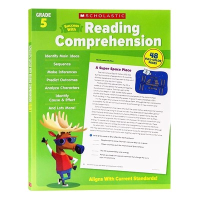 英文原版 Scholastic Success with Reading Comprehension (Grade 5) 学乐成功美国小学五年级理解阅读练习册附答案家庭辅导
