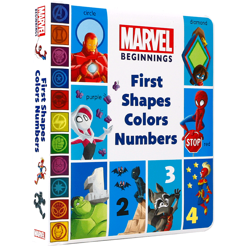 英文原版 Marvel Beginnings: First Shapes, Colors, Numbers 漫威开端 最初的形状,颜色,数字 儿童启蒙认知纸板绘本