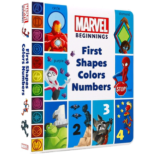 英文原版 Marvel Beginnings: First Shapes, Colors, Numbers 漫威开端 最初的形状，颜色，数字 儿童启蒙认知纸板绘本