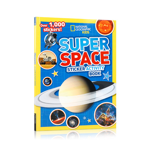 英文原版绘本美国国家地理Super Space Sticker超级星球贴纸活动书 边学边玩亲子互动6-9岁儿童天文知识科普百科1000张贴纸