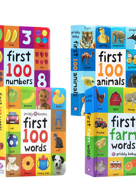 初级入门单词图解幼儿词典【4册纸板书】First 100 Words/Trucks/Numbers/Farm Words英文原版启蒙认知