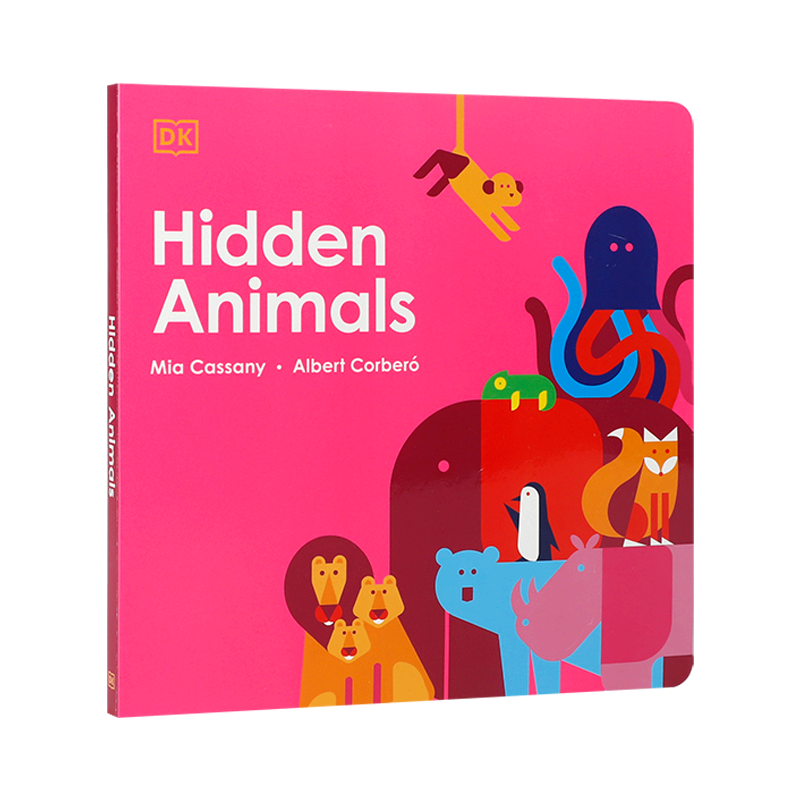 英文原版绘本Hidden Animals 隐藏的动物 DK出版低幼儿童英语启蒙认知绘本 宝宝颜色和形状益智启蒙图画书 亲子共读早教书