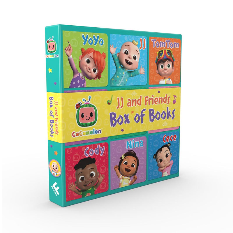 预售英文原版 CoComelon: JJ & Friends Box of Books 可可西瓜的友谊盒子9册 可可西瓜角色纸板书 基础概念认知手掌书 2-6岁