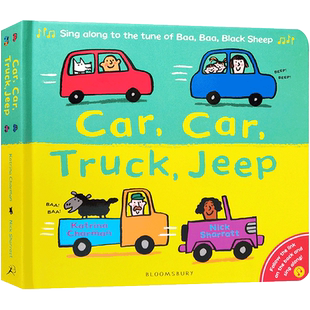 预售英文原版绘本Car, Car, Truck, Jeep 汽车,汽车,卡车,吉普车各种交通工具认知进口英语启蒙低幼儿童英语图画纸板书亲子互动