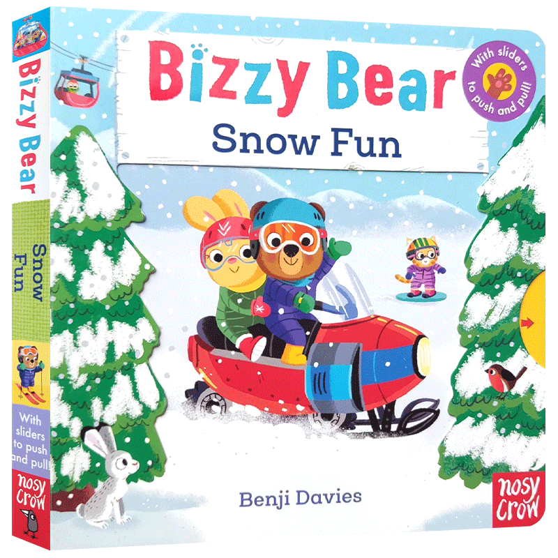 英文原版Bizzy Bear: Snow Fun忙碌的小熊雪地乐趣小熊很忙 低幼儿童启蒙认知绘本纸板书撕不烂宝宝亲子互动共读抽拉机关书