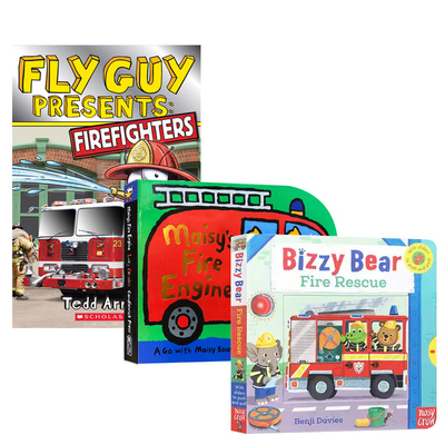 英文原版消防车消防员交通工具职业启蒙读物系列3本Firefighters/Fire Rescue/Maisy's Fire Engine:A Maisy Shaped 纸板 异形