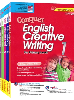 英文原版进口SAP新加坡小学教材 Conquer Creative Writing1-6年级攻克英语写作系列英语创意写作练习册 提高版英语教辅7-12岁
